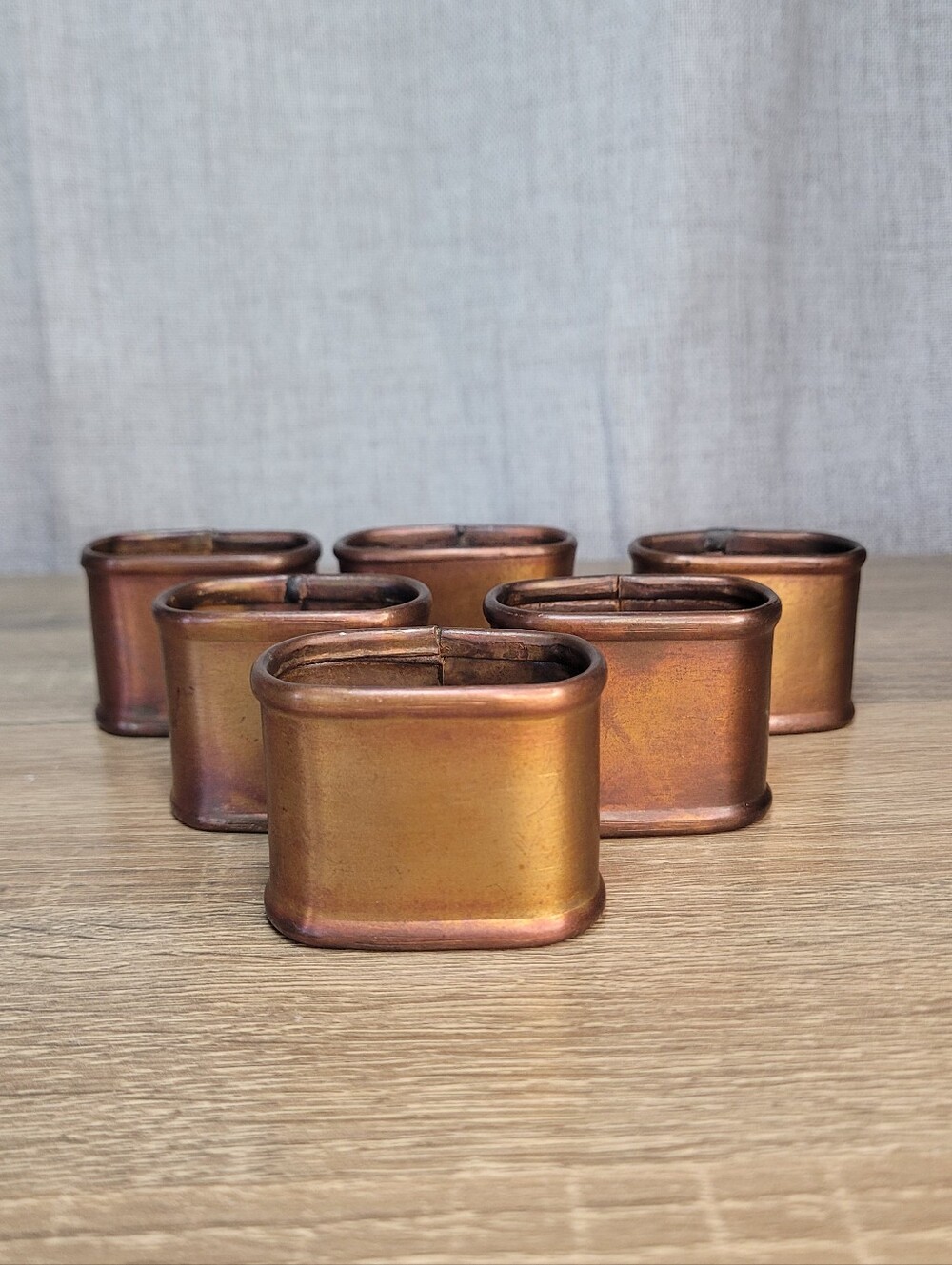 Copper Napkin Rings Set of 6 - Warm Gold Home Rustic Accent
